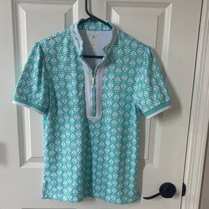 Women’s Cabana Life Aqua and White Short Sleeve Tee